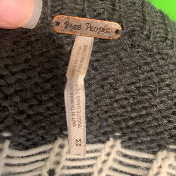 Free People Frosted Fair Isle Mohair Long Cardigan Shacket Sweater Size M - Picture 9 of 12